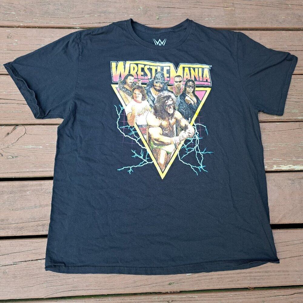 %WWF Wrestlemania T-shirt Size XL Jake The Snake Macho Man Bret Hart Ultimate